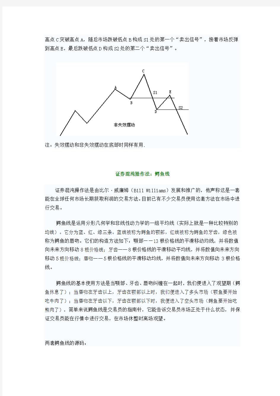 证券混沌操作法：鳄鱼线