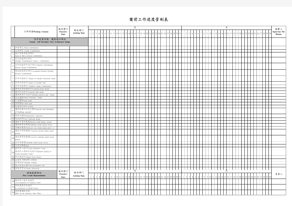 案前工作进度管制表