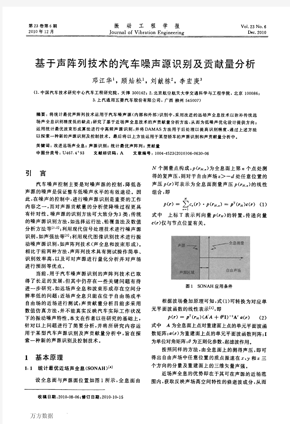 基于声阵列技术的汽车噪声源识别及贡献量分析