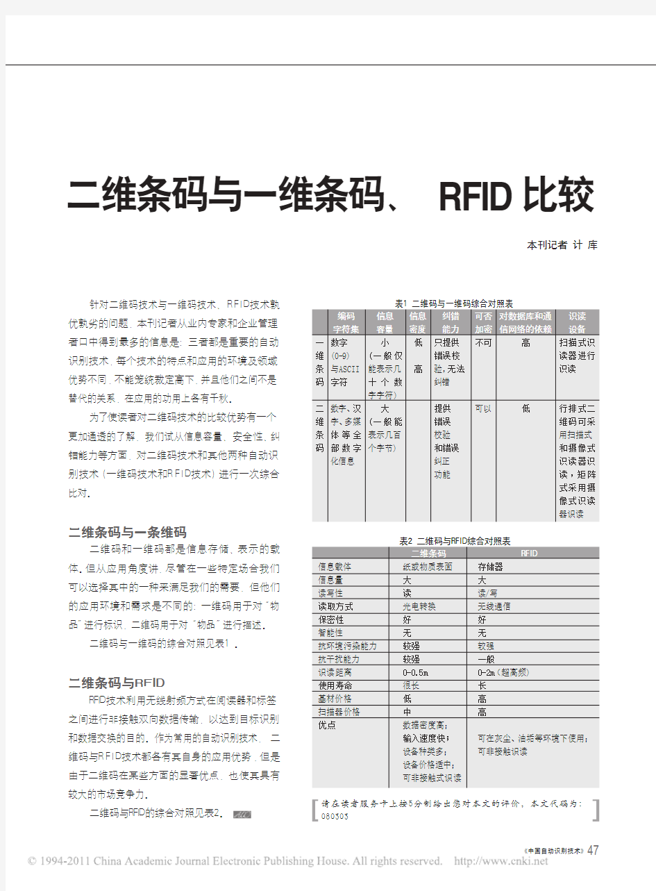 二维条码与一维条码_RFID比较