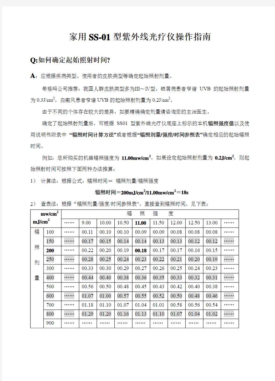 西格玛光疗仪SS-01操作指南