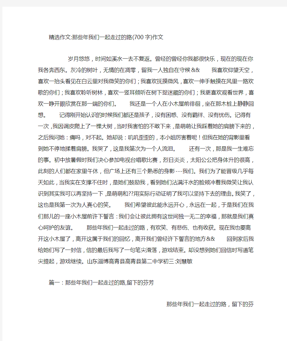 那些年我们一起走过的路(700字)作文