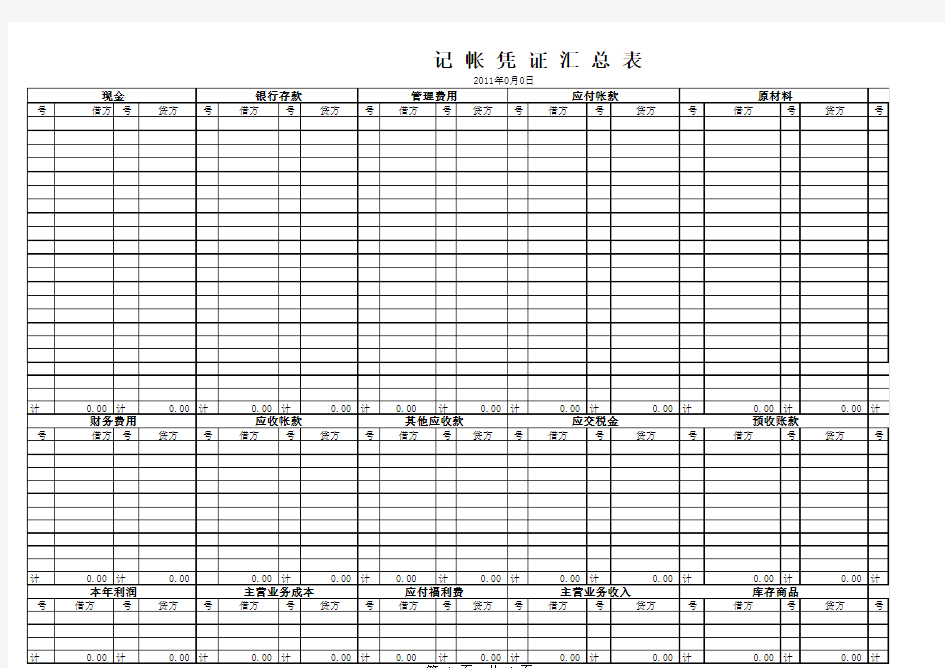 科目汇总表模板