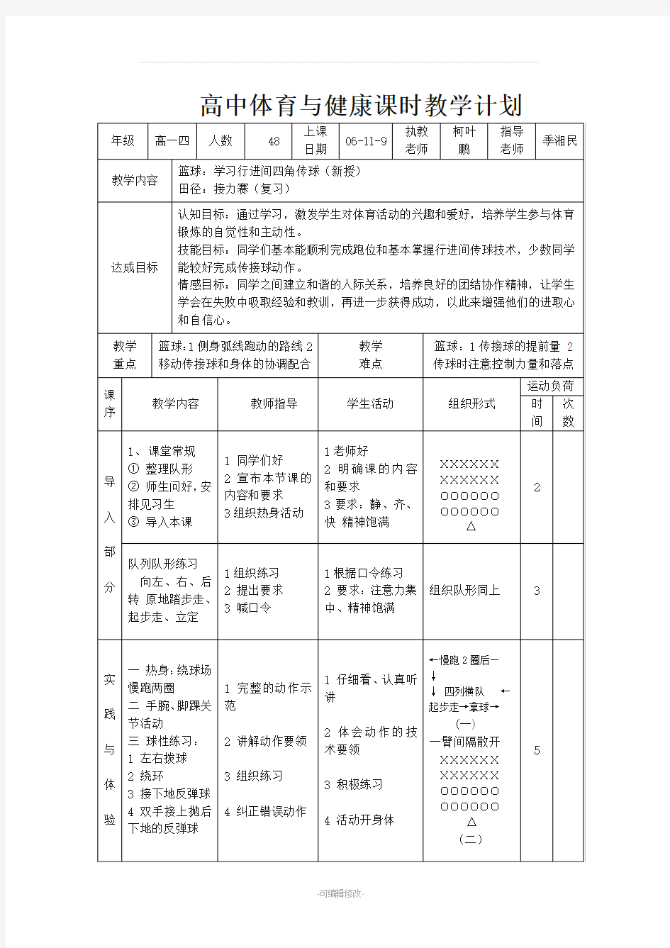 高中体育教案全集