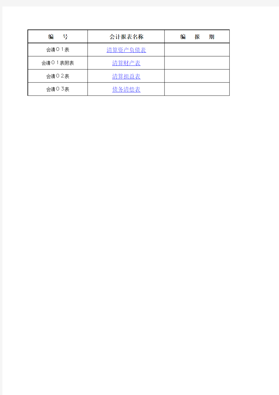 财务会计清算报表