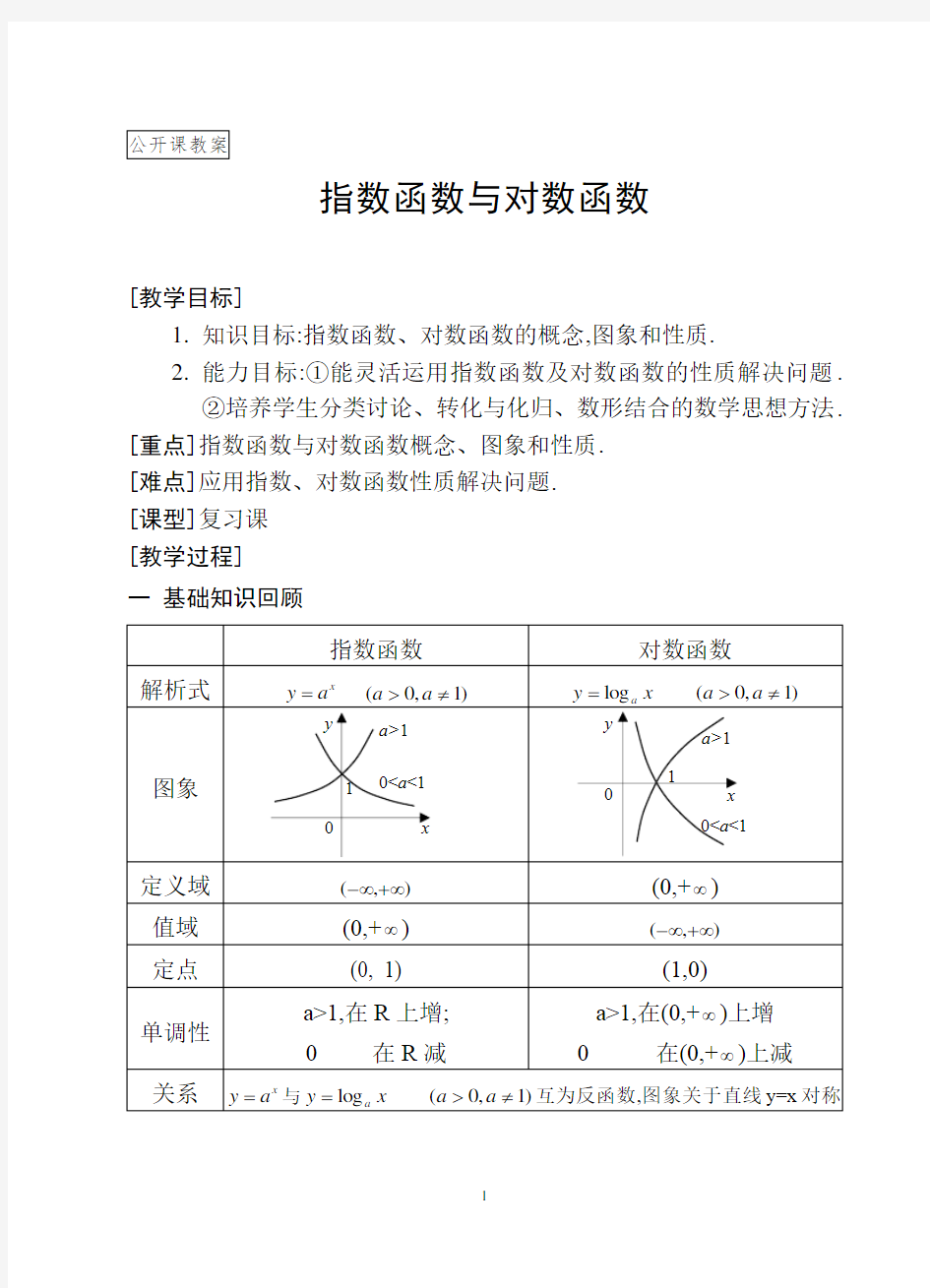 指数函数与对数函数公开课教案