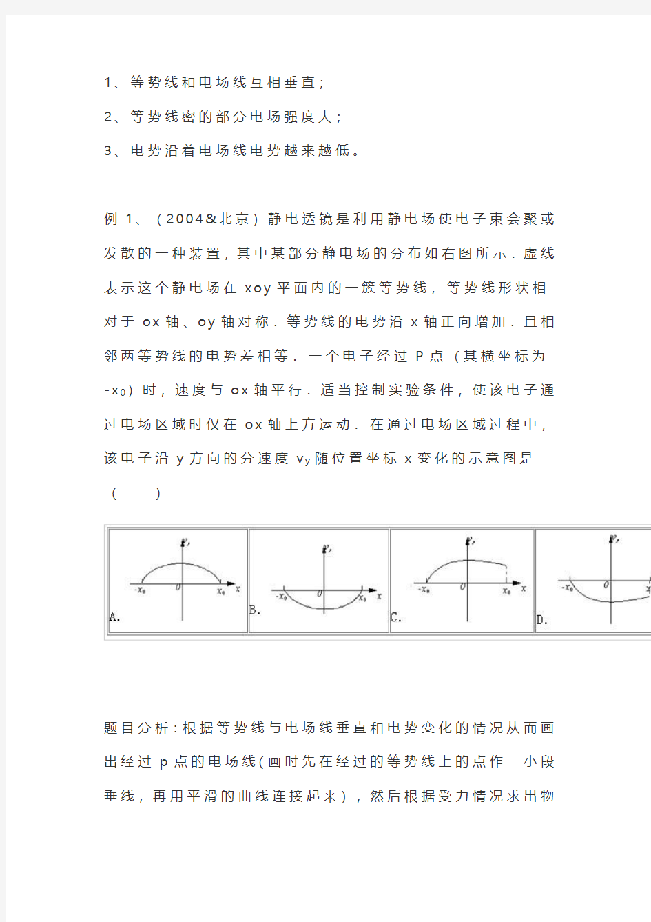 高中物理静电场的图像问题