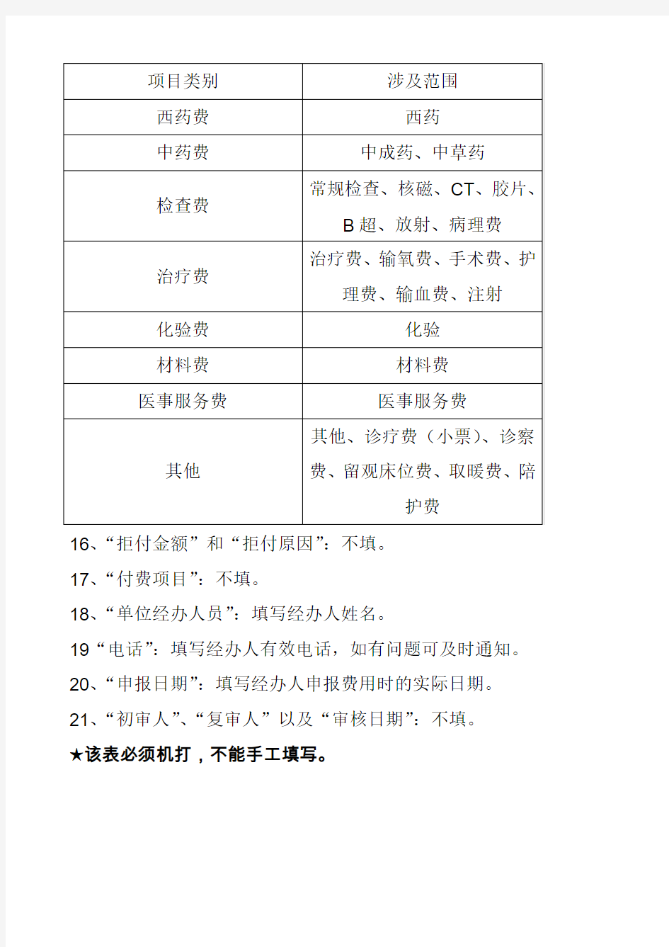 北京市生育保险医疗费用手工报销申报表填表说明