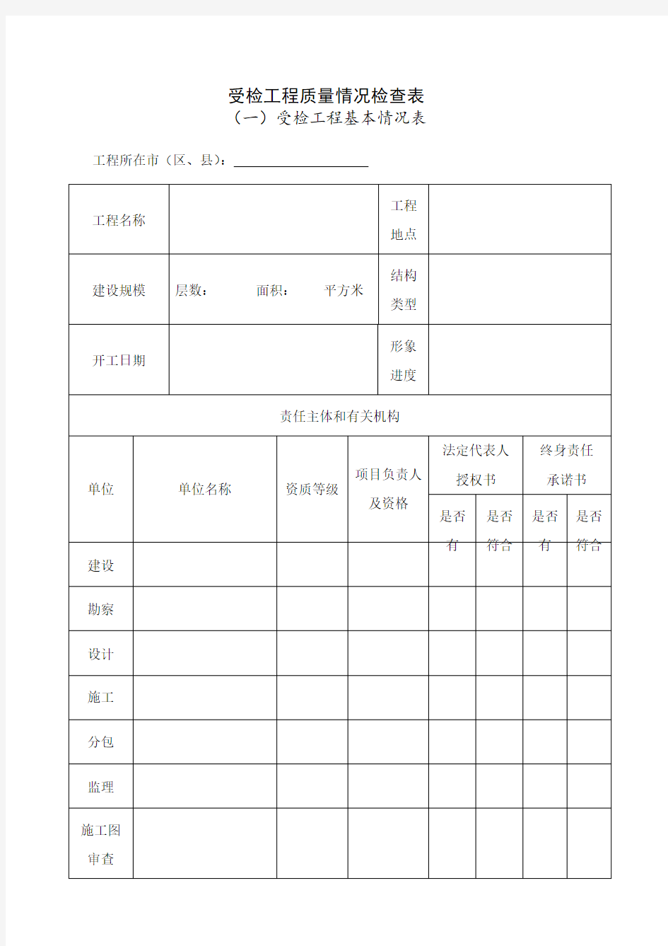 建筑质量检查表