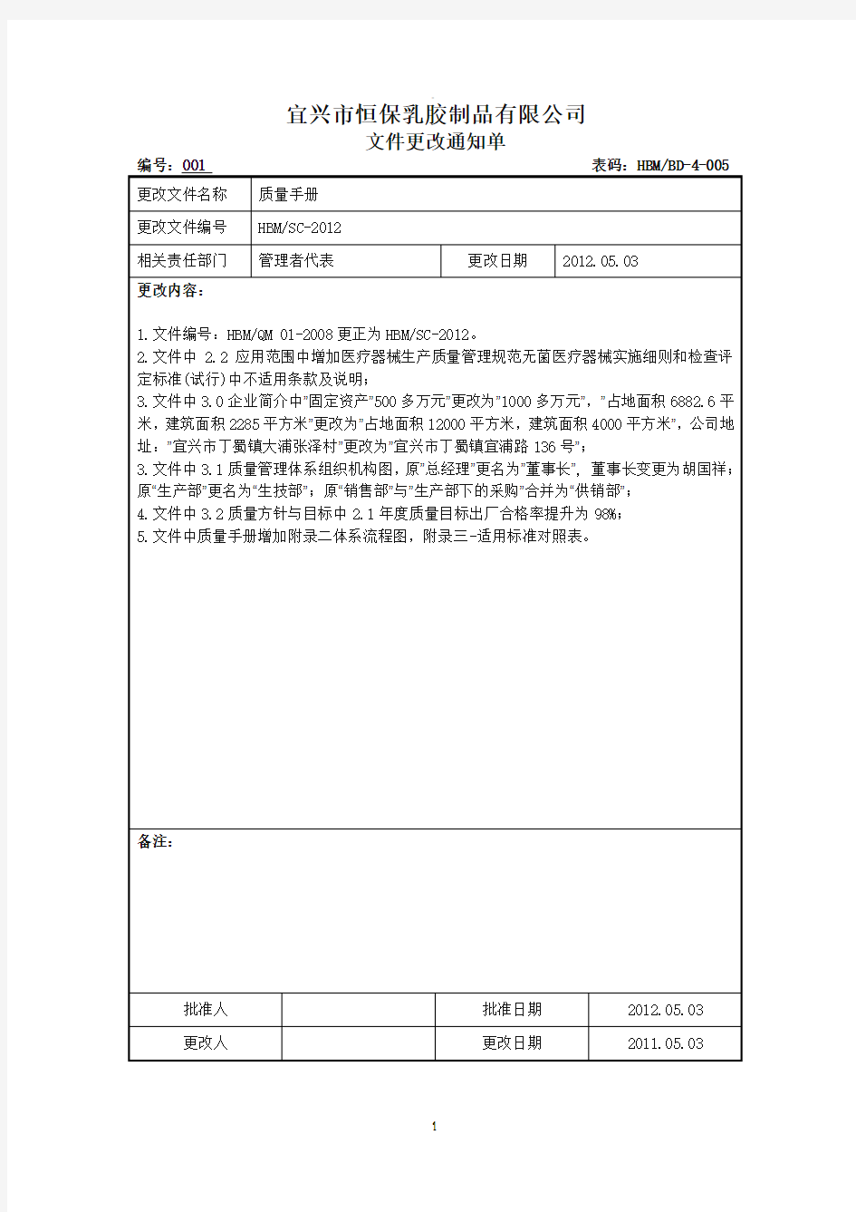 文件更改通知单