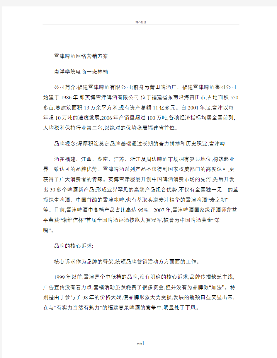 雪津啤酒网络营销方案解析