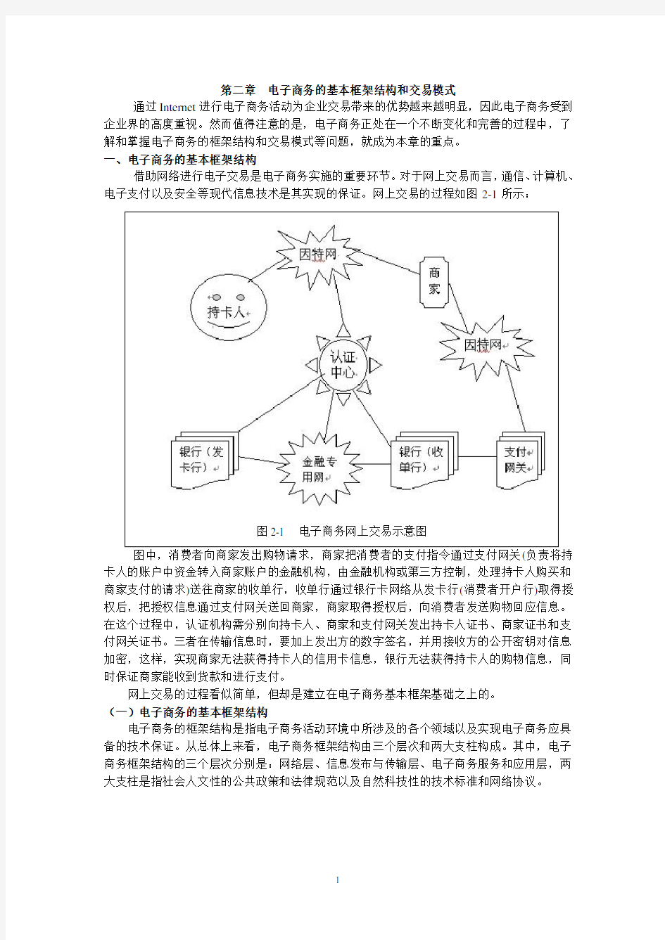 第二章 电子商务的基本框架结构及交易模式..