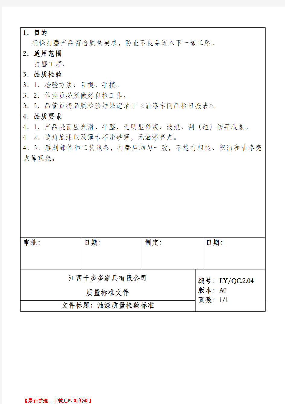 家具质量检验标准(精品范文).doc