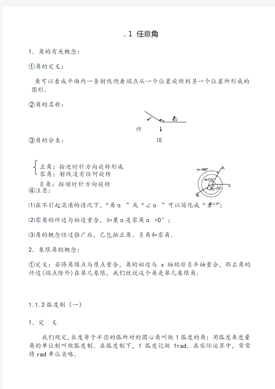 高中数学人教版必修4知识点