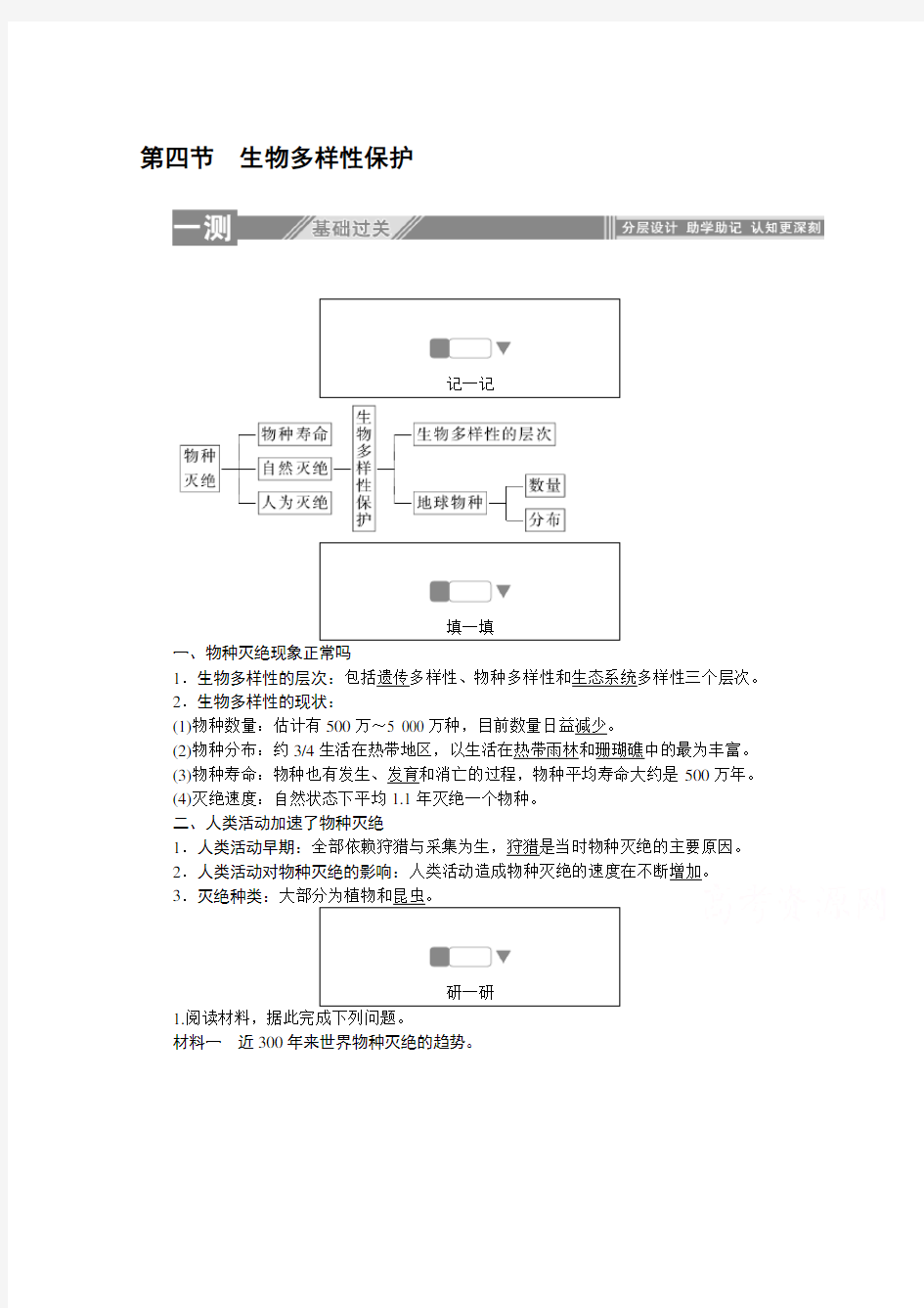 2019-2020学年地理人教版选修6同步检测：4.4生物多样性保护 Word版含解析