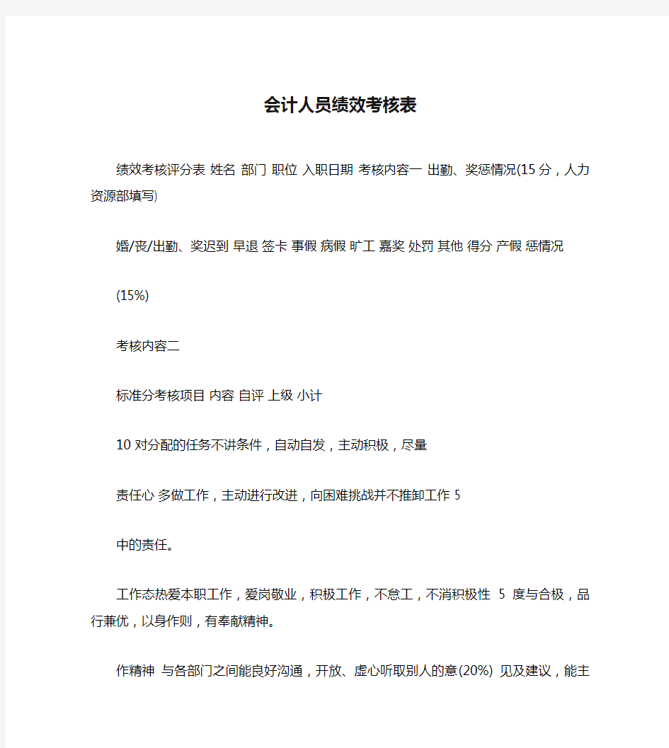 会计人员绩效考核表