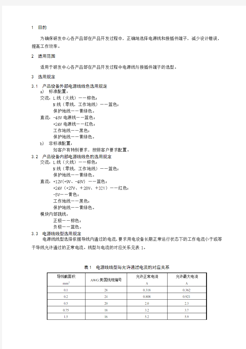 电线和电线接插件端子选用规定.doc