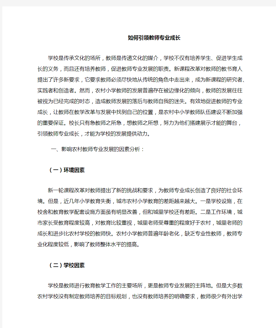 如何引领教师专业成长