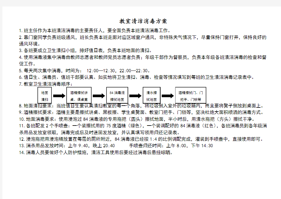 教室清洁消毒工作要求