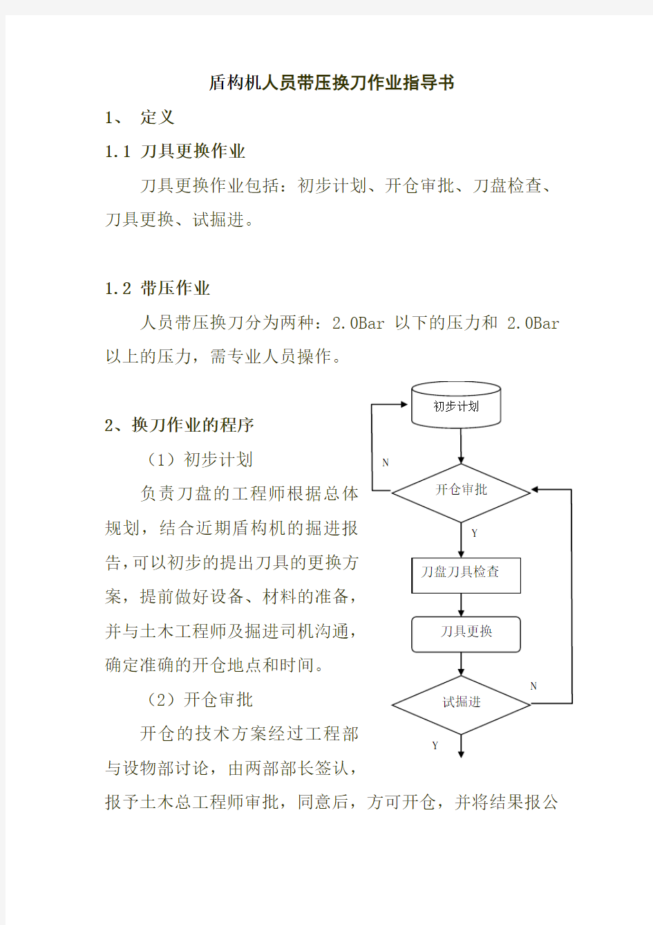 盾构机人员带压换刀作业指导书