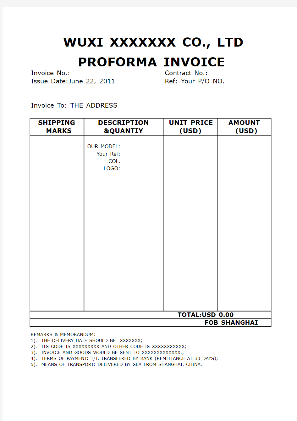 Proforma Invoice 201100521 (For Payment Purpose)