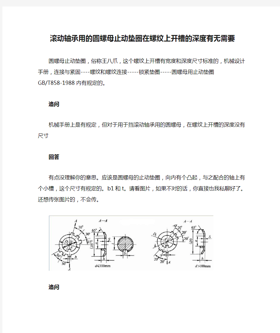 滚动轴承用的圆螺母止动垫圈在螺纹上开槽的深度有无需要