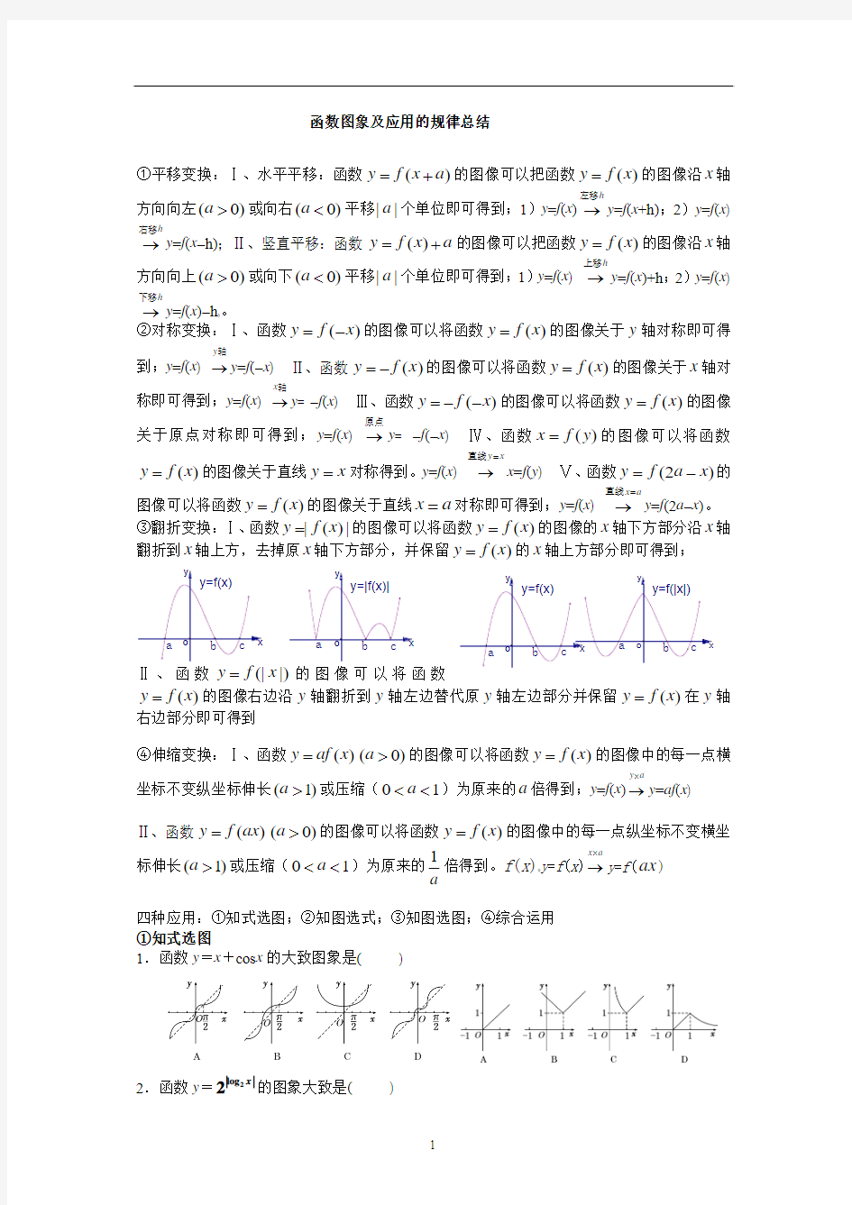 函数图象及应用的规律总结