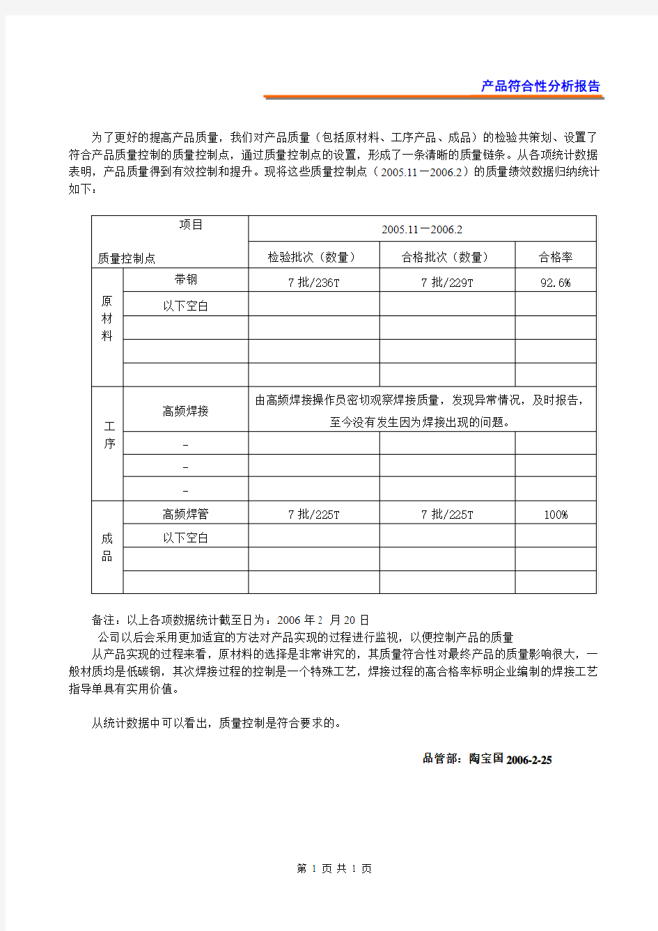 产品符合性分析报告