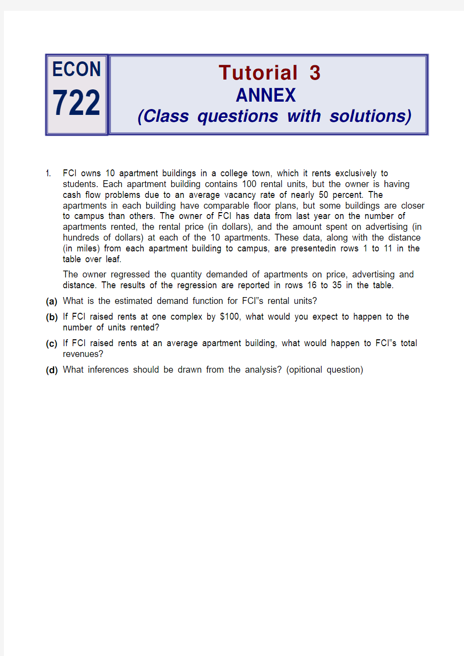 Econ722 Tutorial 3 ANNEX (Class questions with solutions)