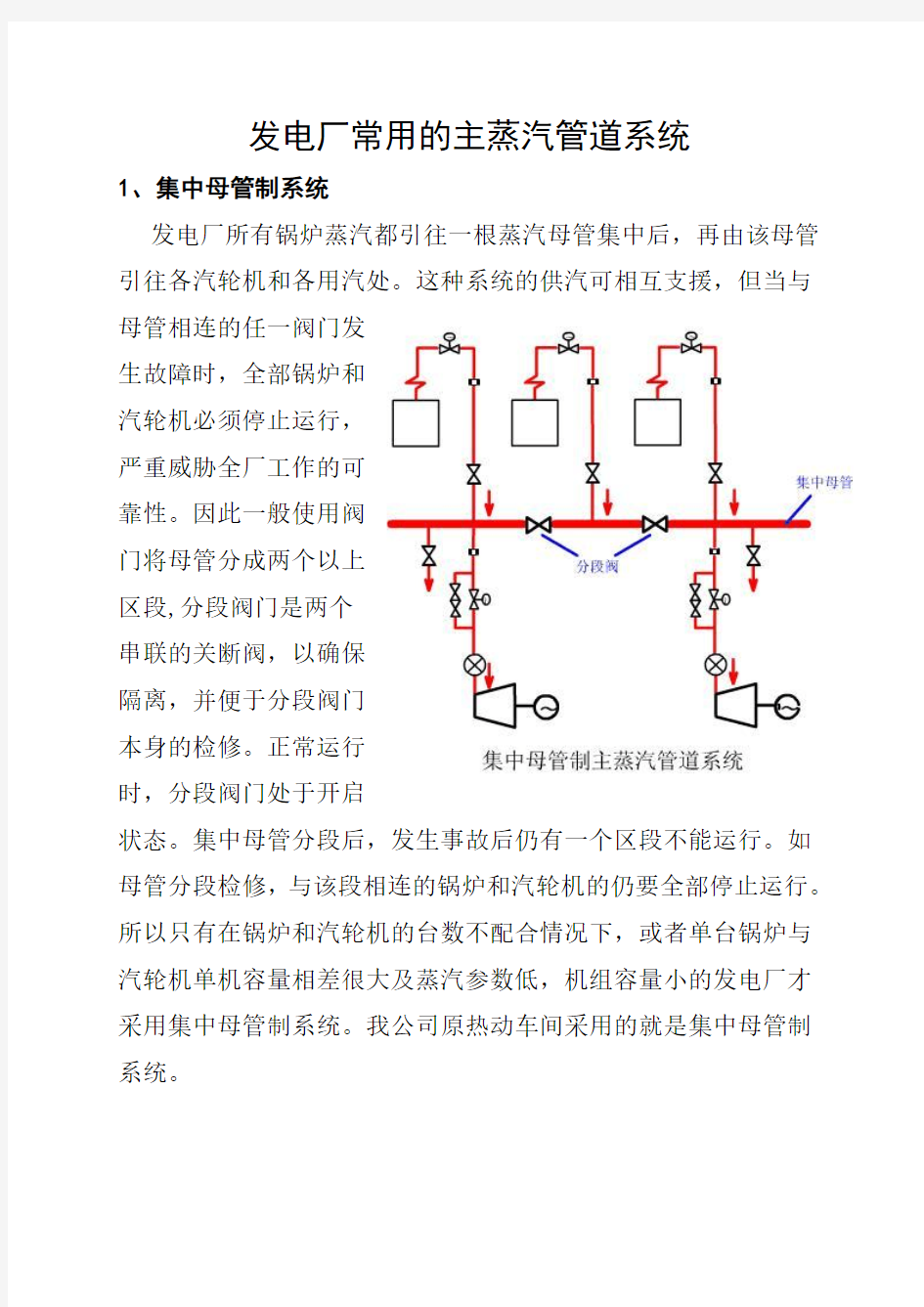 发电厂常用的主蒸汽管道系统