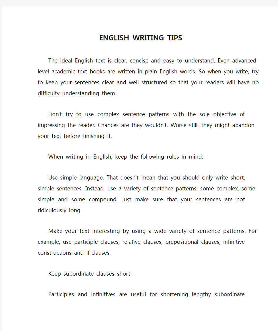 英语写作实用要点ENGLISH WRITING TIPS