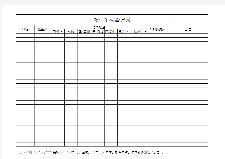 货柜车检查记录表