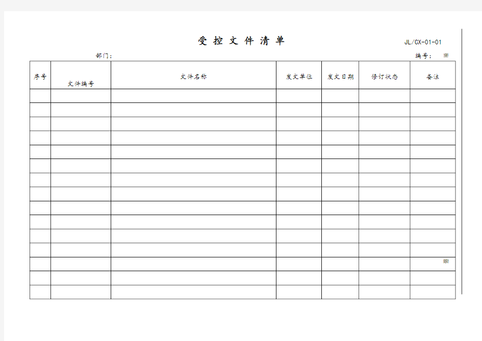 程序文件表格汇总