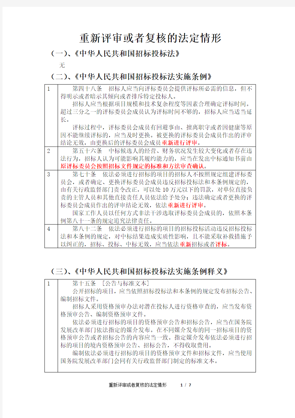 三、重新评审或者复核的法定情形