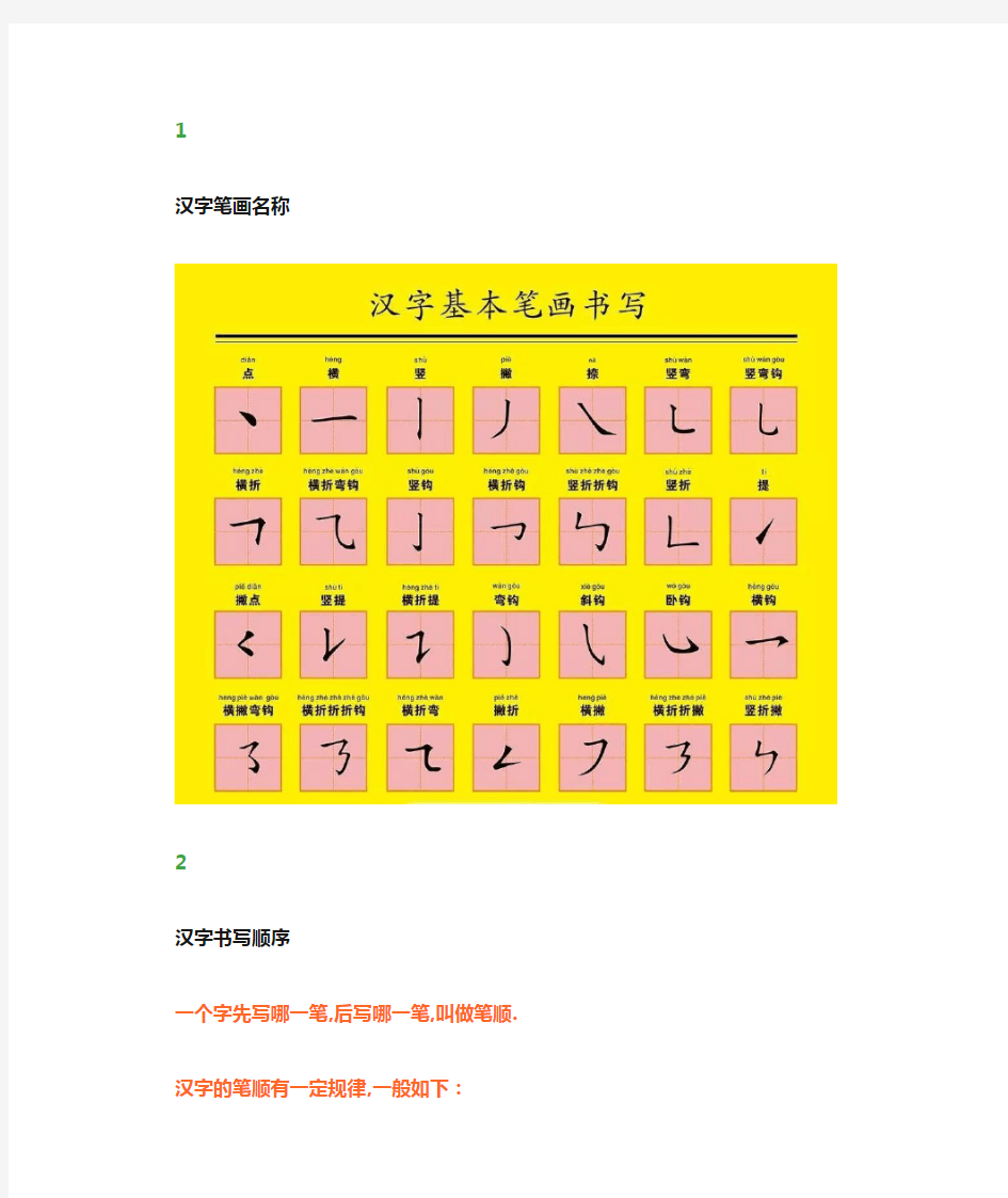 小学语文汉字正确笔顺及常见的笔画笔顺易错字