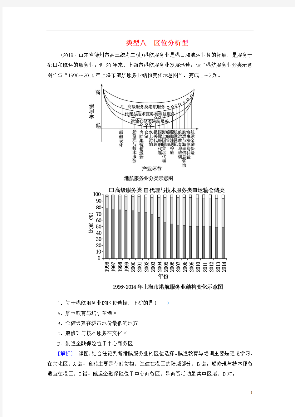 2019年高考地理大二轮复习高考选择题专练类型区位分析型