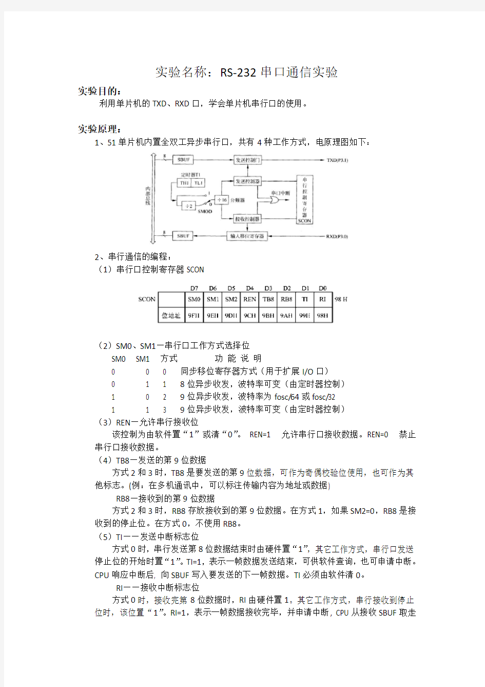 RS232串口通信实验