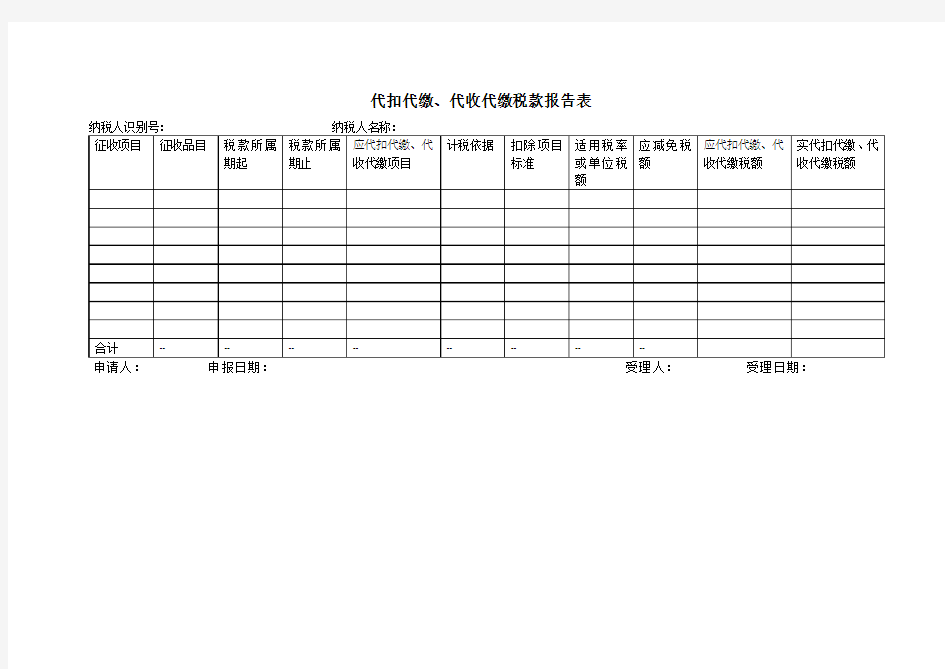 《代扣代缴、代收代缴税款报告表》