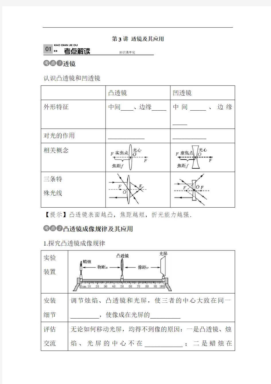 透镜及其应用同步练习