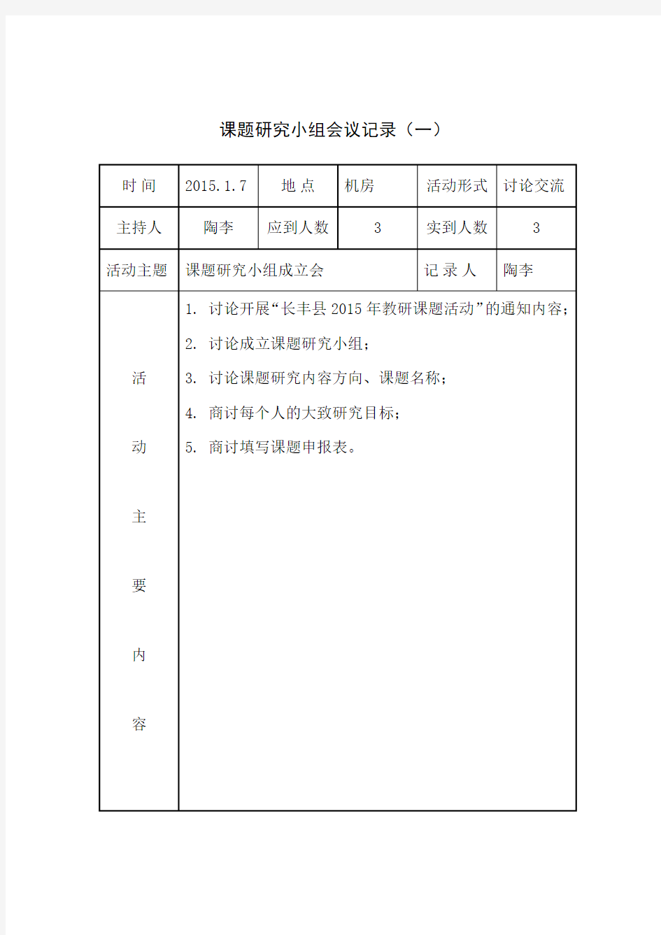 (完整版)课题研究小组会议记录