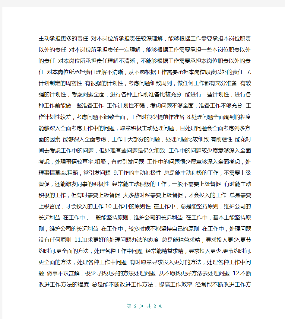 态度能力指标库与评分标准