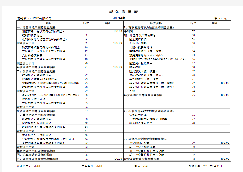 财务报表全套模板Excel模板