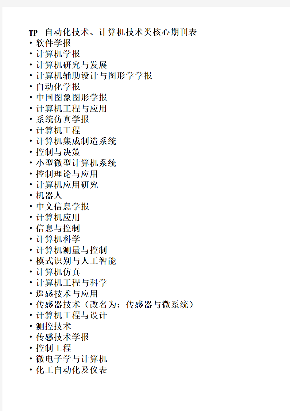 自动化技术、计算机技术类核心期刊表