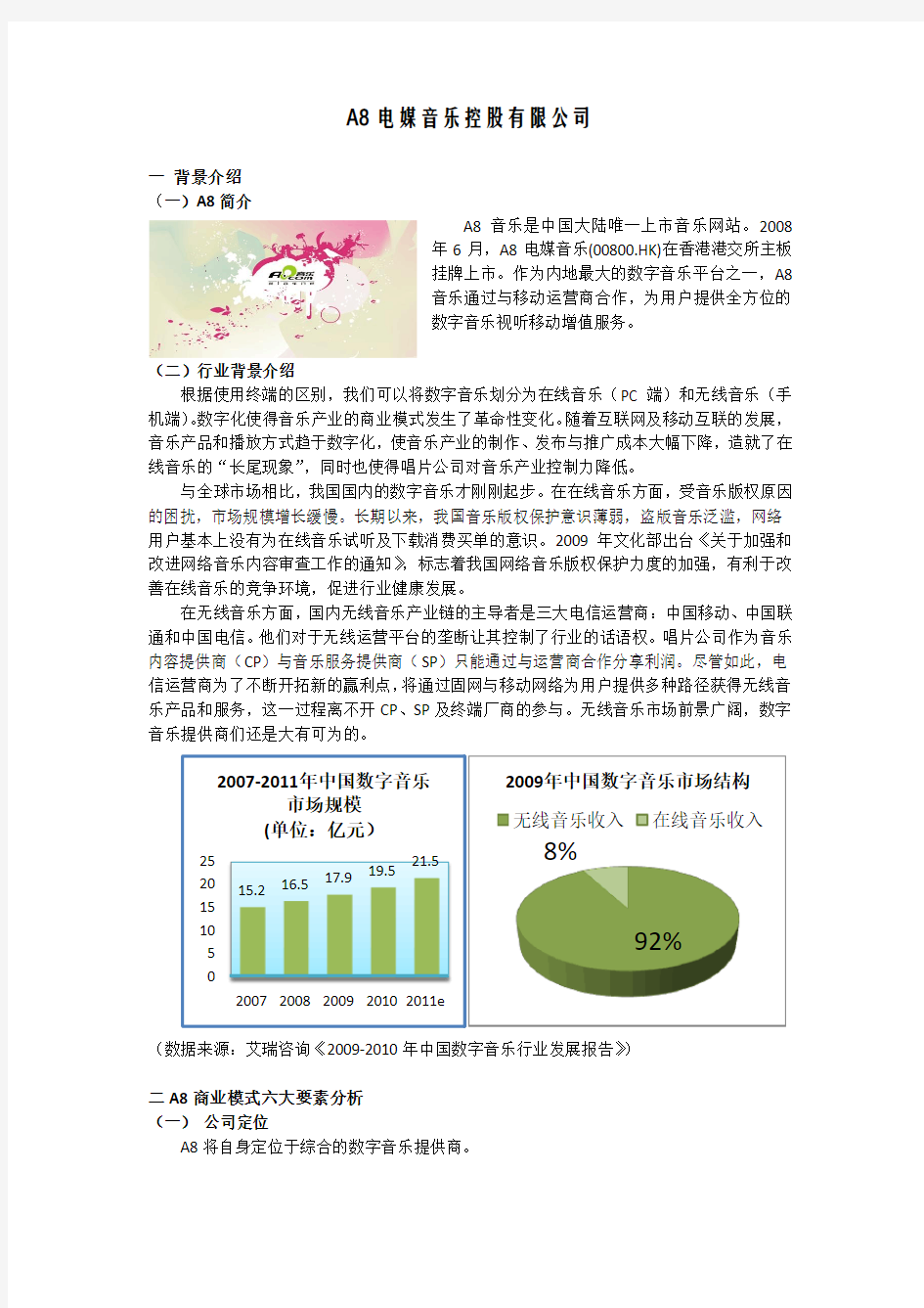 A8音乐商业模式分析