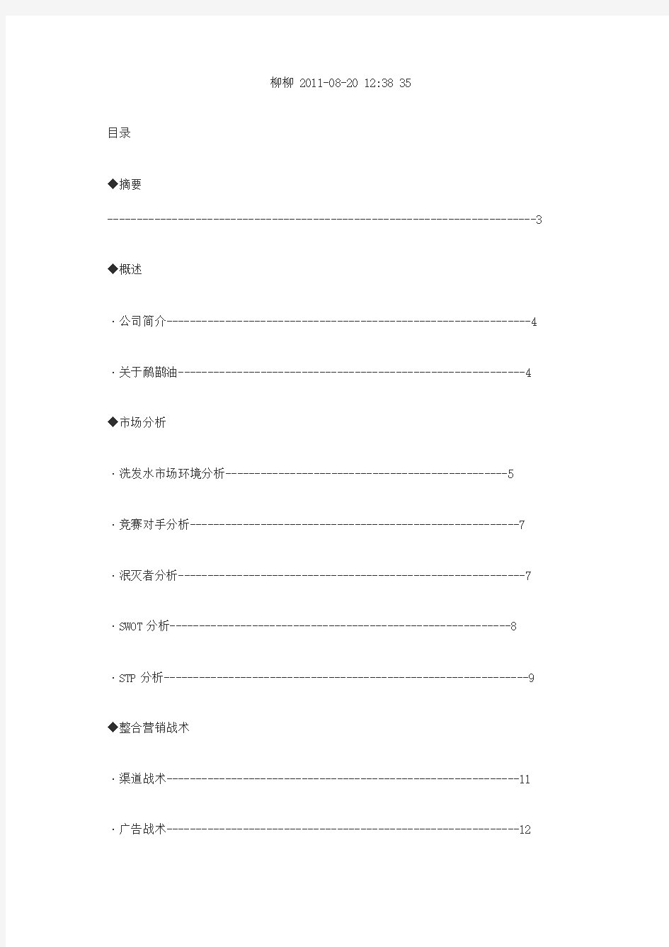 名牌洗发水营销方案设计