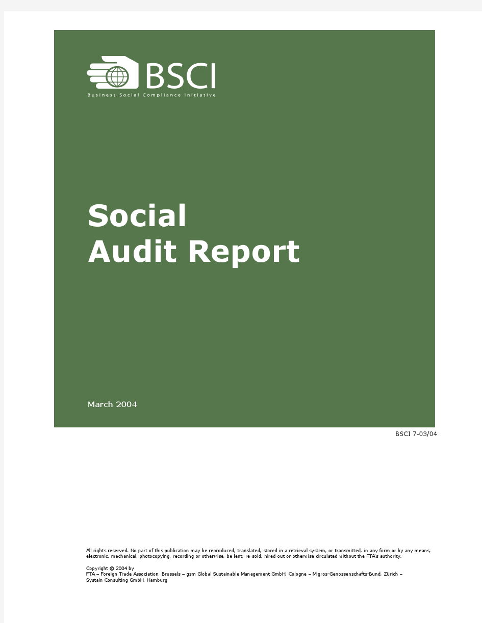 BSCI自我评估表