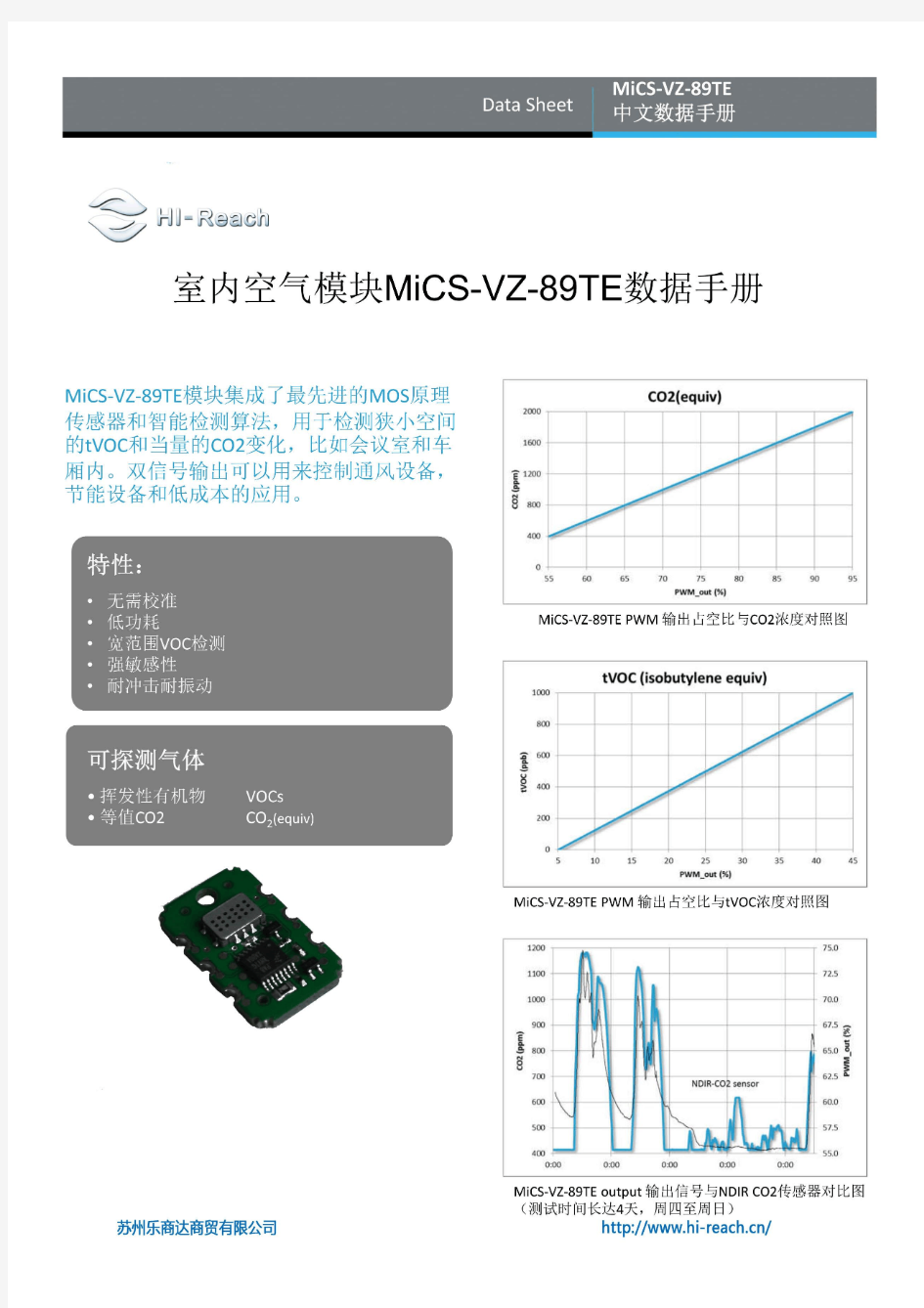 MiCS-VZ-89TE空气质量传感器数显VOC模块数据手册