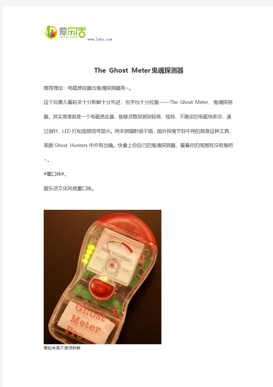 The Ghost Meter 鬼魂探测器