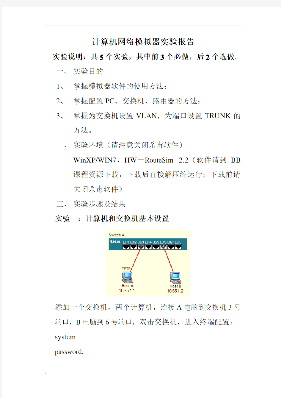 计算机网络基础模拟器实验报告