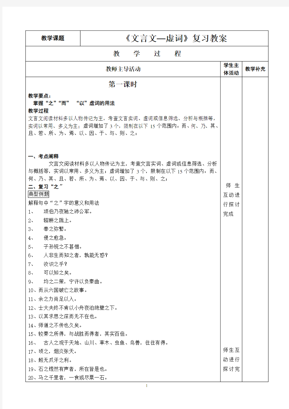 超完整高中文言文虚词练习_复习教案(1)